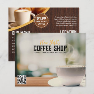 Eenvoudige marketingpostcard voor koffiezaak briefkaart
