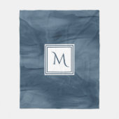 Eenvoudige marmer Blue Subtle Marble Modern Monogr Fleece Deken (Voorkant)