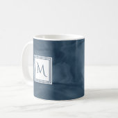 Eenvoudige marmer Blue Subtle Marble Modern Monogr Koffiemok (Voorkant links)