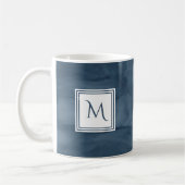Eenvoudige marmer Blue Subtle Marble Modern Monogr Koffiemok (Links)