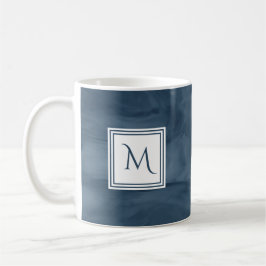 Eenvoudige marmer Blue Subtle Marble Modern Monogr Koffiemok