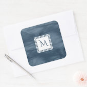Eenvoudige marmer Blue Subtle Marble Modern Monogr Vierkante Sticker (Envelop)