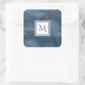 Eenvoudige marmer Blue Subtle Marble Modern Monogr Vierkante Sticker (Tas)