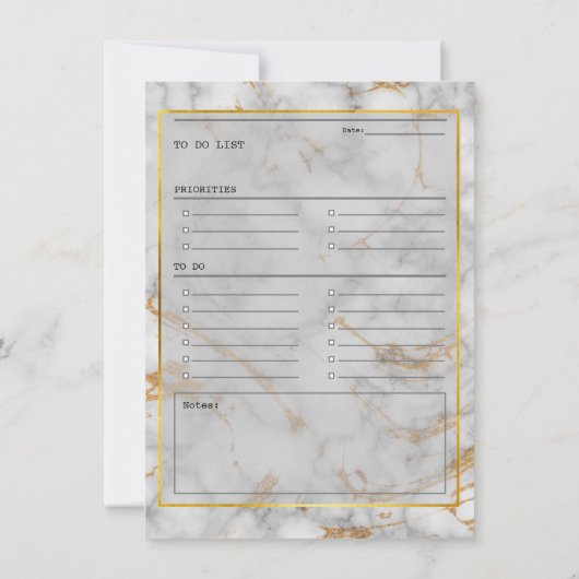 Eenvoudige marmer Grey and Gold Wedding to do List Notitiekaartje (Achterkant)