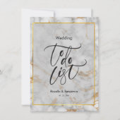 Eenvoudige marmer Grey and Gold Wedding to do List Notitiekaartje (Voorkant)