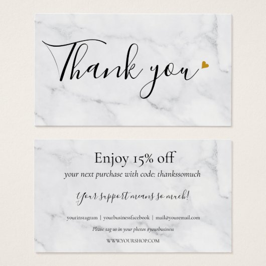 Eenvoudige marmer - Hartelijk dank voor de Kaart v (Voorkant /achterkant)