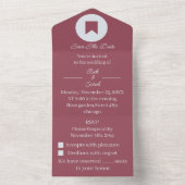 Eenvoudige Maroon Aangepaste Bewaar De Datum All In One Uitnodiging (Binnen)
