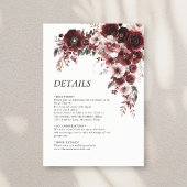 Eenvoudige Maroon Bourgogne Bloemen Informatiekaartje