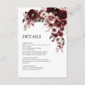 Eenvoudige Maroon Bourgogne Bloemen Informatiekaartje (Voorkant)