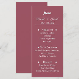 Eenvoudige Maroon Custom bruiloft diner Menu