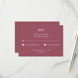 Eenvoudige Maroon Custom Wedding RSVP Kaartje