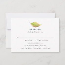 Eenvoudige maroon en Greenery Meal Choice RSVP Kaartje