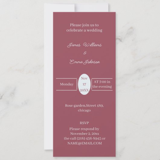 Eenvoudige Maroon gepersonaliseerde bruiloft uitno Save The Date (Voorkant)