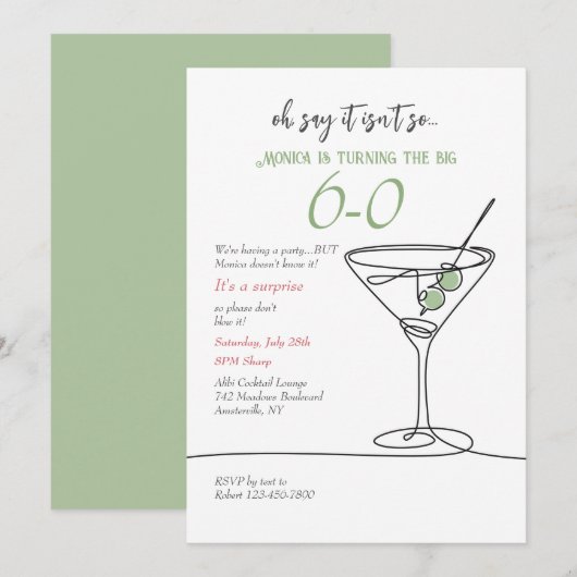 Eenvoudige Martini uitnodiging (Voorkant / Achterkant)