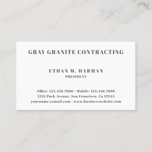 Eenvoudige 'Masculine Gray Modern' Visitekaartje (Achterkant)