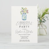 Eenvoudige Mason Jar Bouquet Cream Engagement Part Kaart (Staand voorkant)