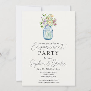 Eenvoudige Mason Jar Bouquet Cream Engagement Part Kaart