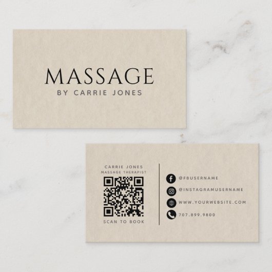 Eenvoudige massagetherapeut visitekaartje (Voorkant / Achterkant)