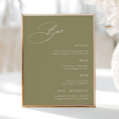 Eenvoudige Matcha Green Wedding Bar Menu Poster