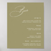 Eenvoudige Matcha Green Wedding Bar Menu Poster (Voorkant)