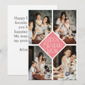 Eenvoudige Matig blije verjaardagsfoto, collage Feestdagenkaart (Voorkant / Achterkant)