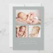 Eenvoudige Matig Manuscript Foto Collage Sage Birt Aankondiging (Achterkant)