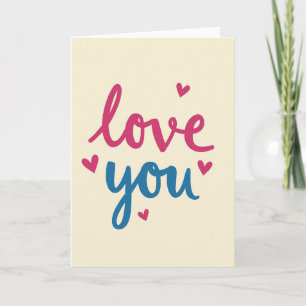 Eenvoudige Matte Love You Hartjes Kaart