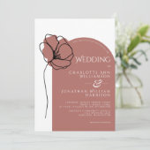 Eenvoudige Mauve Dusty Roos Floral Sketch Moderne  Kaart (Staand voorkant)