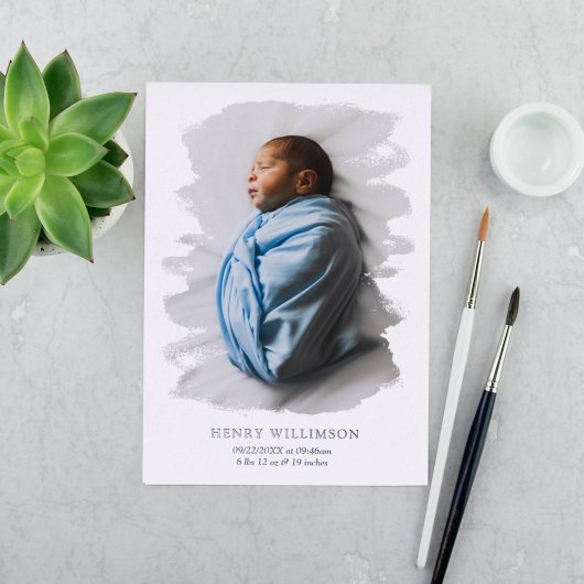 Eenvoudige mededeling van de geboorte van de Foto  Folie Uitnodiging