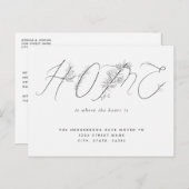 Eenvoudige mededeling van Floral Script New Home M Briefkaart (Voorkant / Achterkant)