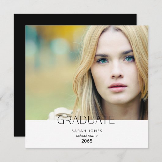 Eenvoudige mededeling van het Afstuderen van de Fo (Voorkant / Achterkant)