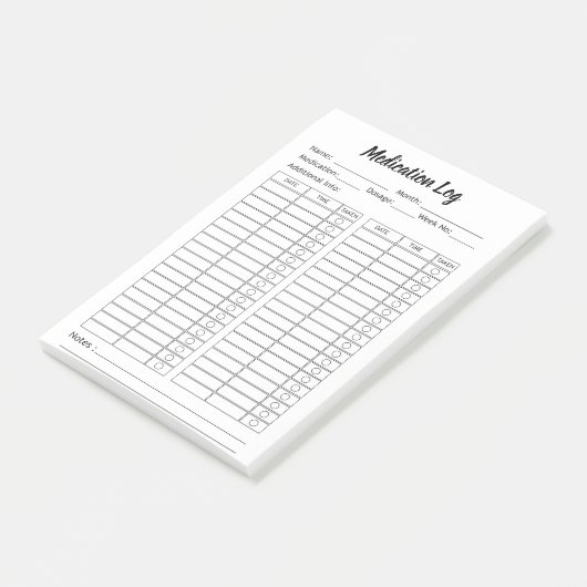 Eenvoudige medicatie checklist - gepersonaliseerd post-it® notes (Schuin)