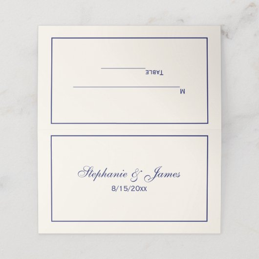 Eenvoudige Medium Navy Blue Lijst Escort Kaarten I Plaatskaartje (Buitenkant ongevouwen)