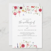 Eenvoudige meerkleurige wilde bloem de bruiloft va kaart (Voorkant)