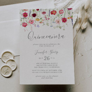 Eenvoudige meerkleurige Wildflower Quinceañera Kaart