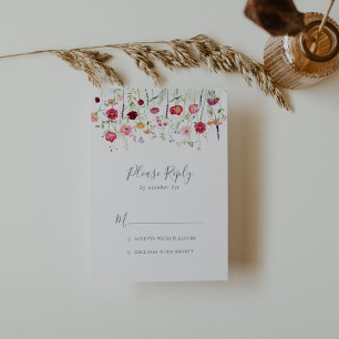 Eenvoudige meerkleurige Wildflower RSVP Kaartje