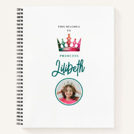 Eenvoudige Meisjesachtige Groene Roze Prinsessen T Notitieboek
