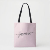 Eenvoudige Meisjesachtige Roze Roze Gepersonalisee Tote Bag (Voorkant)