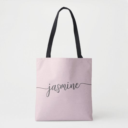 Eenvoudige Meisjesachtige Roze Roze Gepersonalisee Tote Bag (Voorkant)