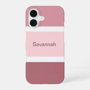 Eenvoudige Meisjesachtige Roze Witte Kleurblokken iPhone 16 Hoesje