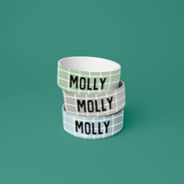 Eenvoudige meisjesachtige saliegroene geometrische voerbakje