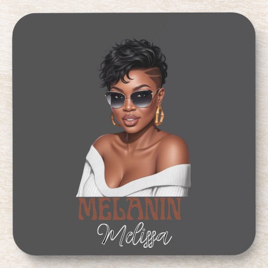 Eenvoudige melanine modieuze vrouw zwarte geschied bier onderzetter (Voorkant)