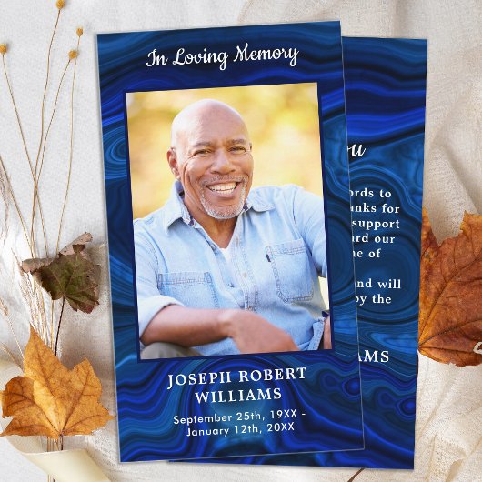 Eenvoudige Memorial Blue Marble Funeral Bedankt Notitiekaartje