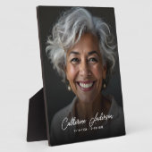 Eenvoudige Memorial Foto & Aangepaste Tekst Tablet Fotoplaat (Zijkant)