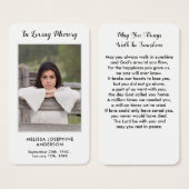 Eenvoudige Memorial Fotosympathie Funeral Prayer K Visitekaartje (Voorkant /achterkant)