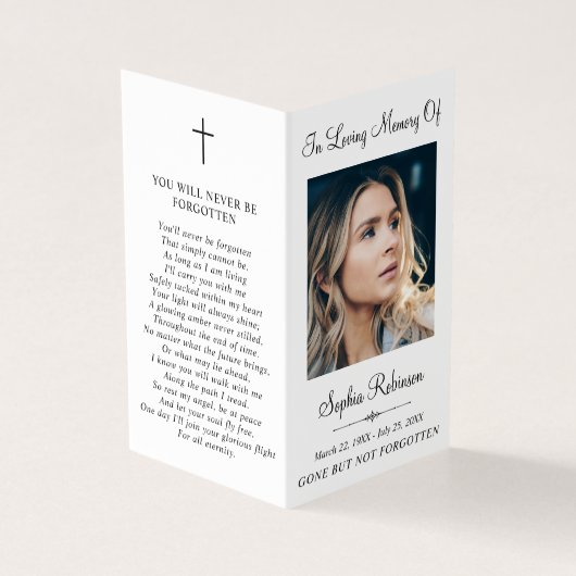 Eenvoudige Memorial Funeral Fotomap Gebed Kaart (Buitenkant)