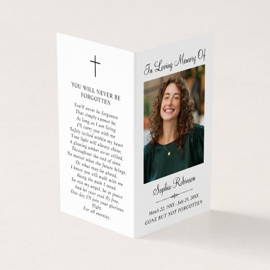 Eenvoudige Memorial Funeral Fotomap Gebed Kaart (Buitenkant)