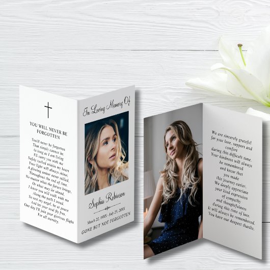 Eenvoudige Memorial Funeral Fotomap Gebed Kaart