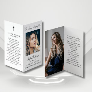 Eenvoudige Memorial Funeral Fotomap Gebed Kaart