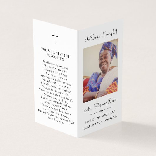 Eenvoudige Memorial Funeral Fotomap Gebed Kaart (Buitenkant)